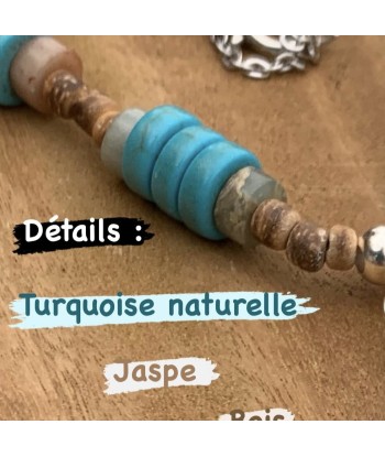 Collier de cyanite bleue et turquoise, un collier bohème en pierre fait main pas cheres