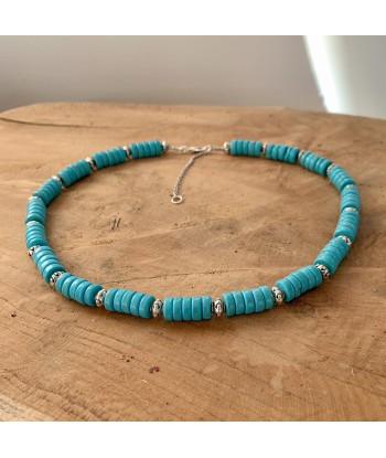 Choker en Turquoise, un collier pour homme argent et turquoise solde