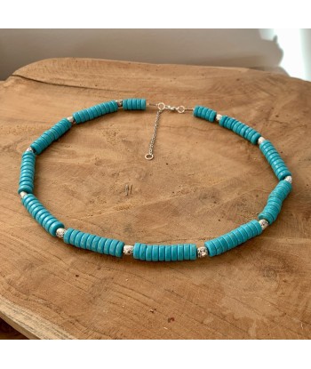 Choker en Turquoise, un collier pour homme argent et turquoise solde