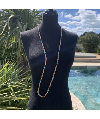 Long collier turquoise et perles de coco, sautoir pour femme shop