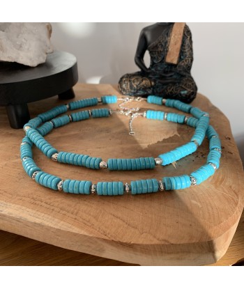 Choker en Turquoise, un collier pour homme argent et turquoise solde