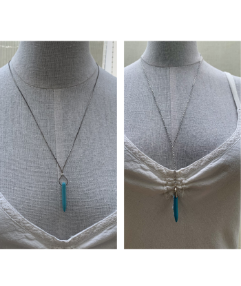 Collier Y turquoise, Long collier Boho Fait main en France 2023