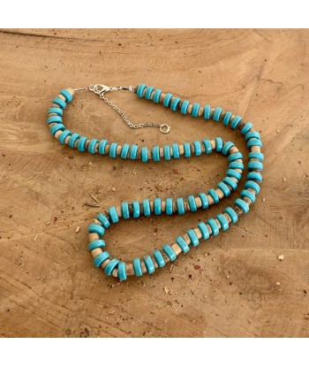 Choker Turquoise, tour de cou perles coco et turquoise naturelle outlet