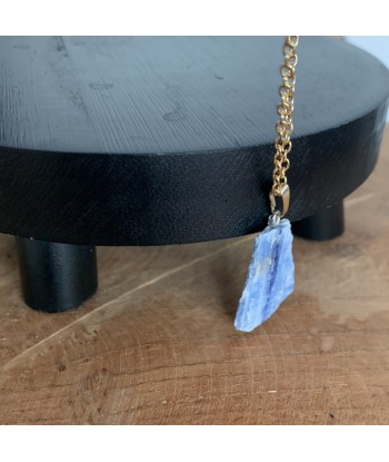 Collier cyanite or, pendentif en cyanite bleue, Choker lame de cyanite bleue Par le système avancé 