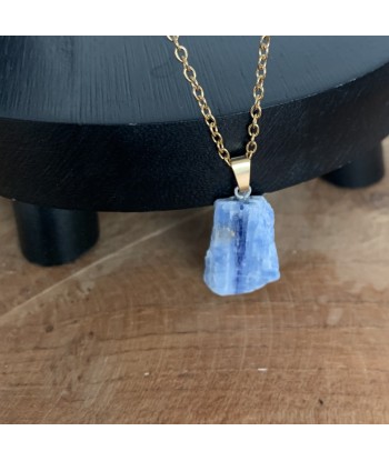 Collier cyanite or, pendentif en cyanite bleue, Choker lame de cyanite bleue Par le système avancé 