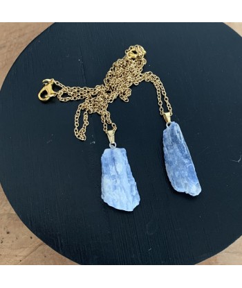 Collier cyanite or, pendentif en cyanite bleue, Choker lame de cyanite bleue Par le système avancé 