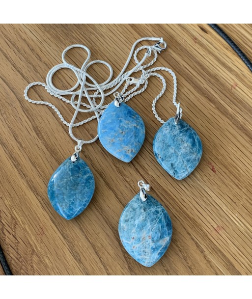 Collier pendentif apatite, Pendentif en argent apatite bleue océan l'évolution des habitudes 