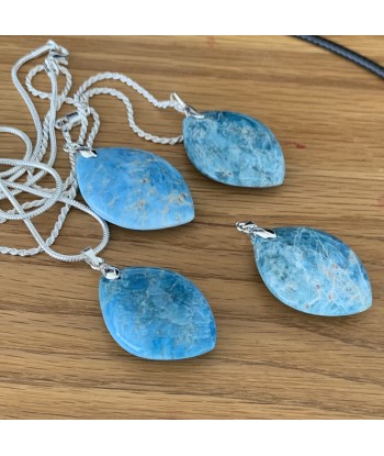 Collier pendentif apatite, Pendentif en argent apatite bleue océan l'évolution des habitudes 