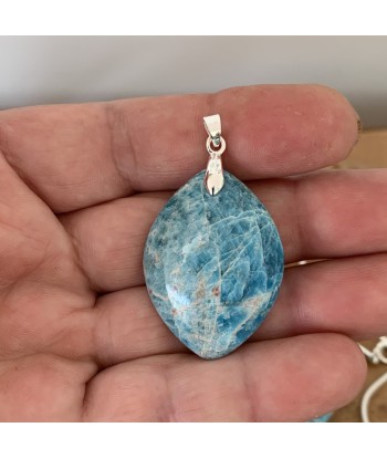 Collier pendentif apatite, Pendentif en argent apatite bleue océan l'évolution des habitudes 