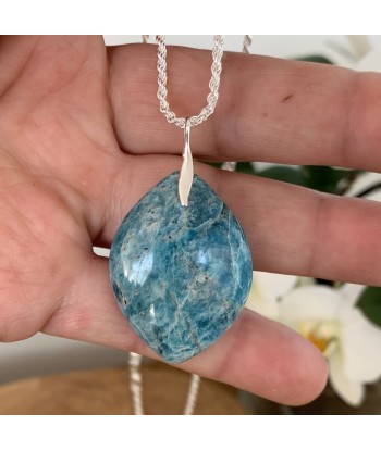 Collier pendentif apatite, Pendentif en argent apatite bleue océan l'évolution des habitudes 