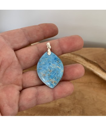 Collier pendentif apatite, Pendentif en argent apatite bleue océan l'évolution des habitudes 