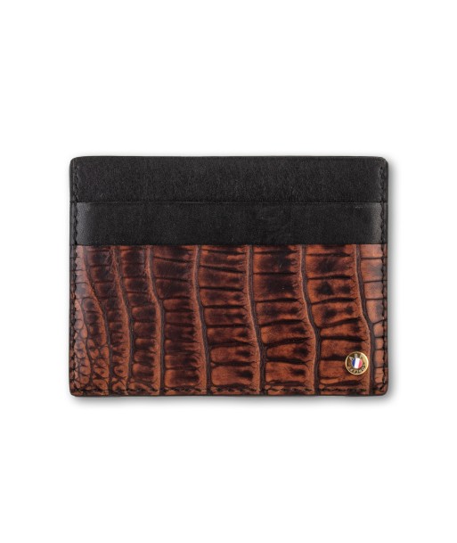 Vente exclusive - Étui cartes bancaire  - Alligator nubuck marron pas cheres