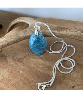 Collier pendentif apatite, Pendentif en argent apatite bleue océan l'évolution des habitudes 