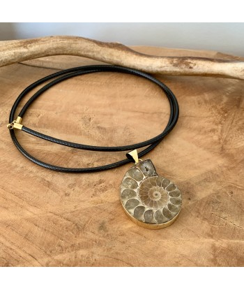 Pendentif d'ammonite naturelle, bijoux en fossile le des métaux précieux