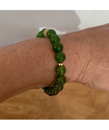 Bracelet jade vert naturel, bracelet luxe finition or 18K france