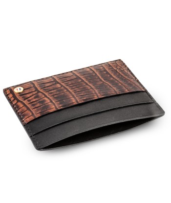 Vente exclusive - Étui cartes bancaire  - Alligator nubuck marron pas cheres