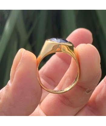 Bague en saphir en forme de trillion, une chevalière plaquée or 22K, bague pour homme pas cher 