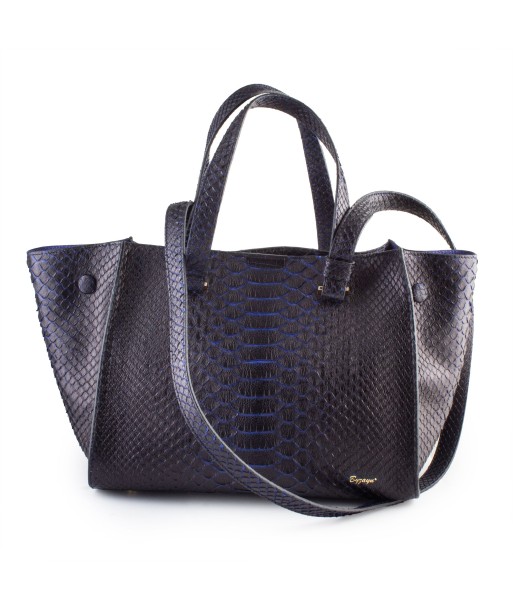 Sac à main cuir - Python noir / bleu Jusqu'à 80% De Réduction