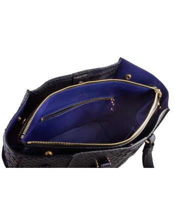 Sac à main cuir - Python noir / bleu Jusqu'à 80% De Réduction