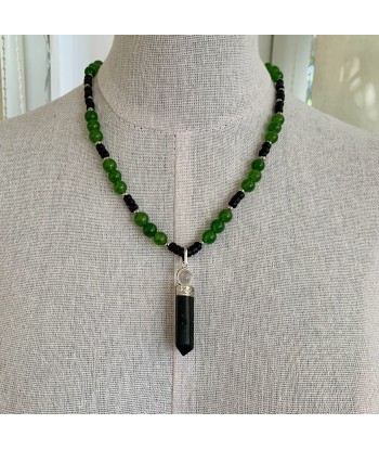 Collier tourmaline noire et jade vert, fait main, collier en pierre, Collier bohème chez Cornerstreet bien 