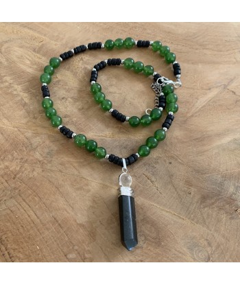 Collier tourmaline noire et jade vert, fait main, collier en pierre, Collier bohème chez Cornerstreet bien 