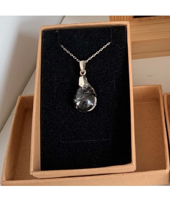 Rutilated quartz pendant with inclusions on 925 silver la colonne vertébrale