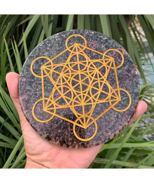 Energizing tray orgonite black obsidian engraved metatron les ligaments