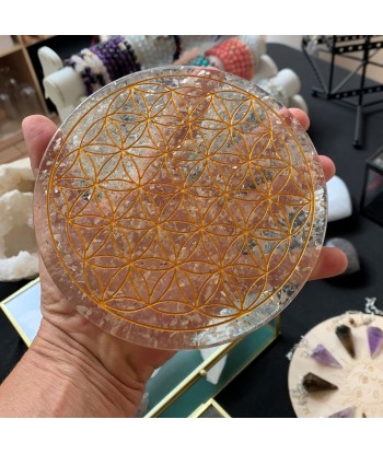 Energizing orgonite flower of life tray, energizing, lithotherapy recharging station soldes