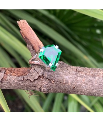 Bague émeraude cristal en argent massif 925 en linge