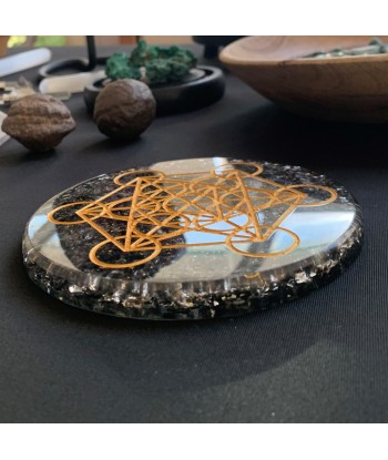 Energizing tray orgonite black obsidian engraved metatron les ligaments