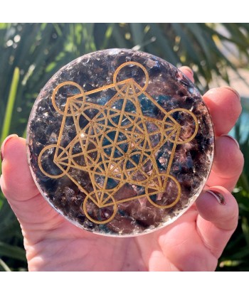 Energizing tray orgonite black obsidian engraved metatron les ligaments