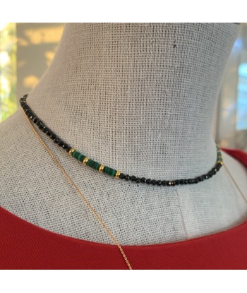 Collier en spinelle noire facettée et malachite "le diamant noir" Les magasins à Paris