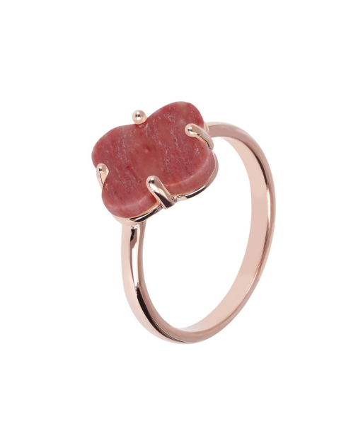 Bague Trèfle Pierres Semi-précieuses et Plaqué Or Rose Fin de série