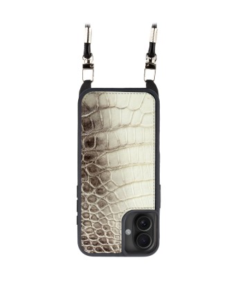 Coque "Crossbody" cuir pour iPhone 16 ( Tous modèles ) - Crocodile "Himalaya" Amélioration de cerveau avec