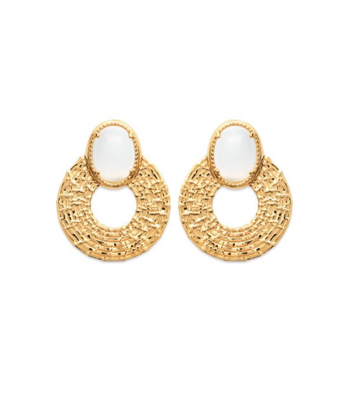 Boucles d'oreilles Chic White Plaqué or en stock