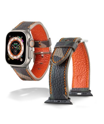 Bracelet cuir pour Apple Watch Ultra Camo - Buffle camouflage pas chere