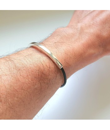 Bracelet Homme en argent et cuir en ligne