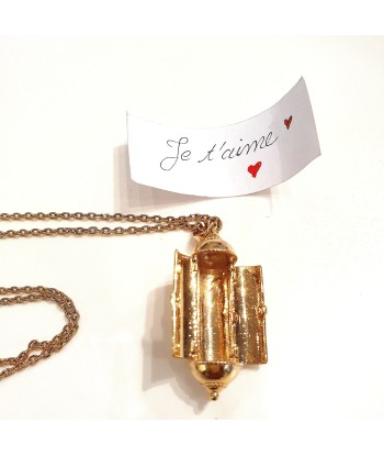 Collier plaqué or avec pendentif à message secret Paris Déstockage Promo