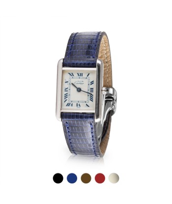 Cartier Tank - Bracelet montre cuir - Lézard (noir, bleu, marron, rouge, himalaya) À commander