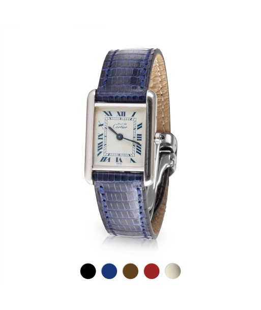 Cartier Tank - Bracelet montre cuir - Lézard (noir, bleu, marron, rouge, himalaya) À commander