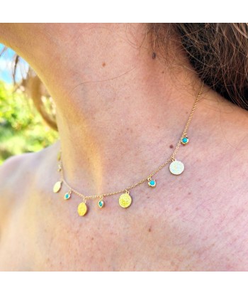 Collier Aurora plaqué or et turquoise brillant des détails fins