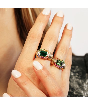 Bague Macy Or, Tourmaline verte plus qu'un jeu 