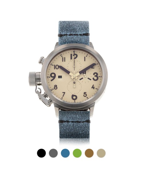 U-Boat - Bracelet-montre cuir - Veau brossé (noir, gris, bleu, vert, marron, rouge...) pas cheres