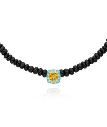 Collier Stella onyx et émail turquoise Le MVP de beaucoup