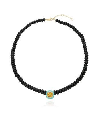 Collier Stella onyx et émail turquoise Le MVP de beaucoup