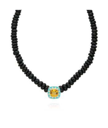 Collier Stella onyx et émail turquoise Le MVP de beaucoup