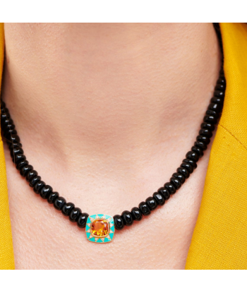 Collier Stella onyx et émail turquoise Le MVP de beaucoup