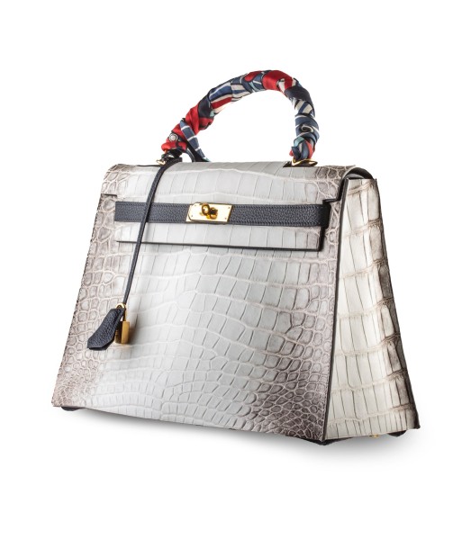 Couverture cuir "Deluxe" (avec rabat) pour sac Hermès Kelly & Birkin - Crocodile type "Himalaya" (Sac non inclus) basket pas cher