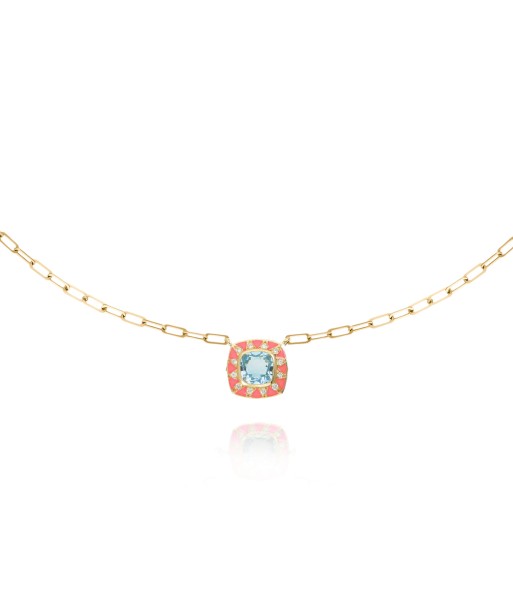 Collier Stella chaîne rose corail soldes