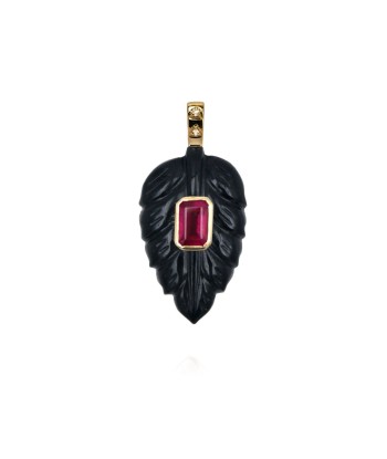 Pendentif Feuille onyx pas cheres